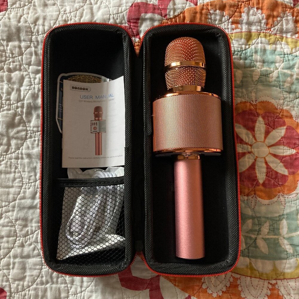 BONAOK Q37 Wireless Microphone & Speaker (Rose Gold)